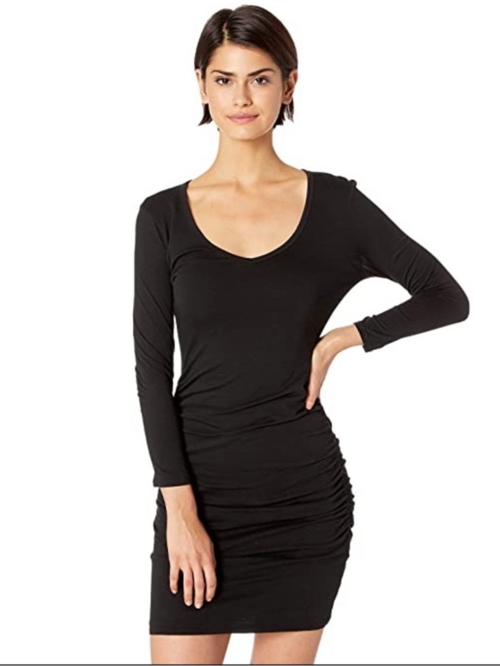 NWT Beyond Yoga All About It Black V Neck Bodycon 100% Pima Cotton Dress S
